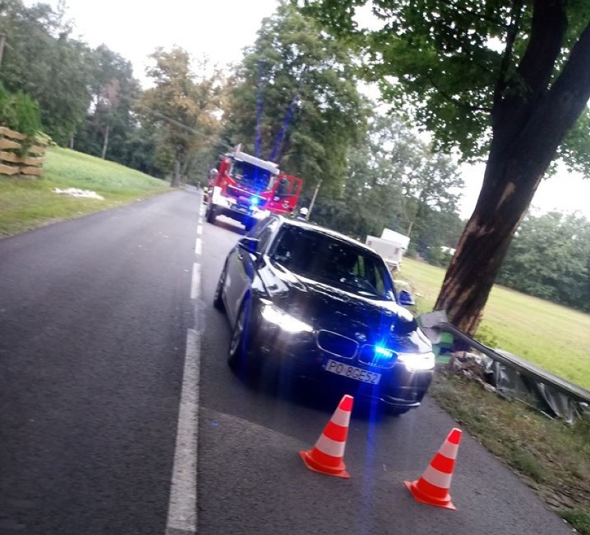 Boruja Nowa: Samochód dostawczy roztrzaskał się na drzewie