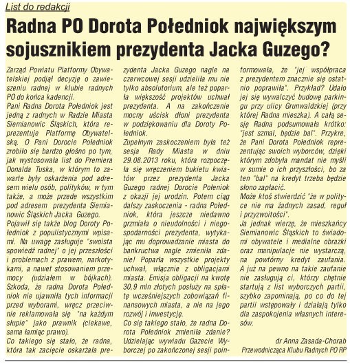 Dorota Połedniok donosi na Annę Zasadę-Chorab