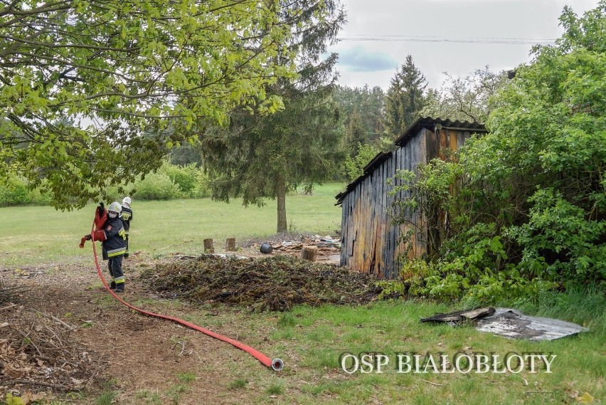 Pożar. Szopa stanęła w ogniu. Zagrożony był sąsiedni budynek