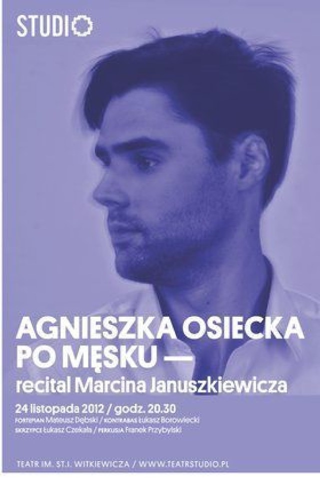 Plakat zapowiadający recital Marcina Januszkiewicza.