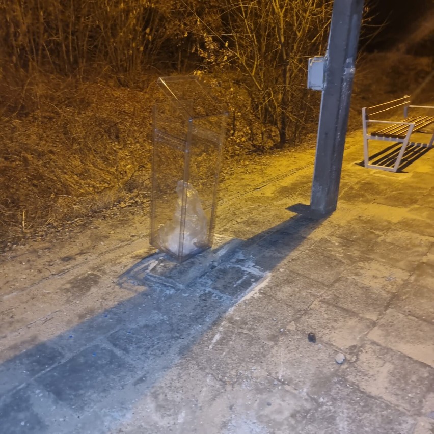 Nastolatek zdemolował przystanek kolejowy w Przeradzi koło Grzmiącej [zdjęcia]