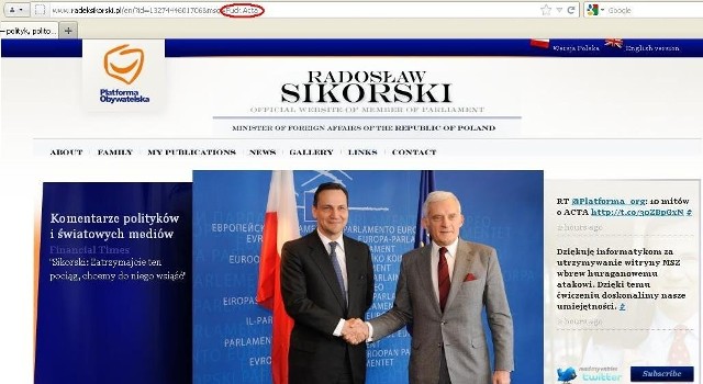 Adres angielskiej wersji językowej serwisu radeksikorski.pl