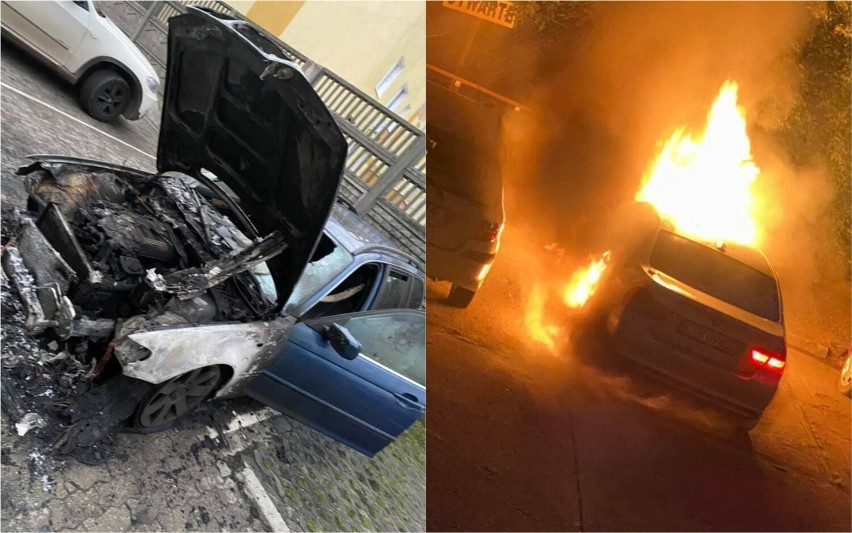 Pożar samochodów BMW we Włocławku