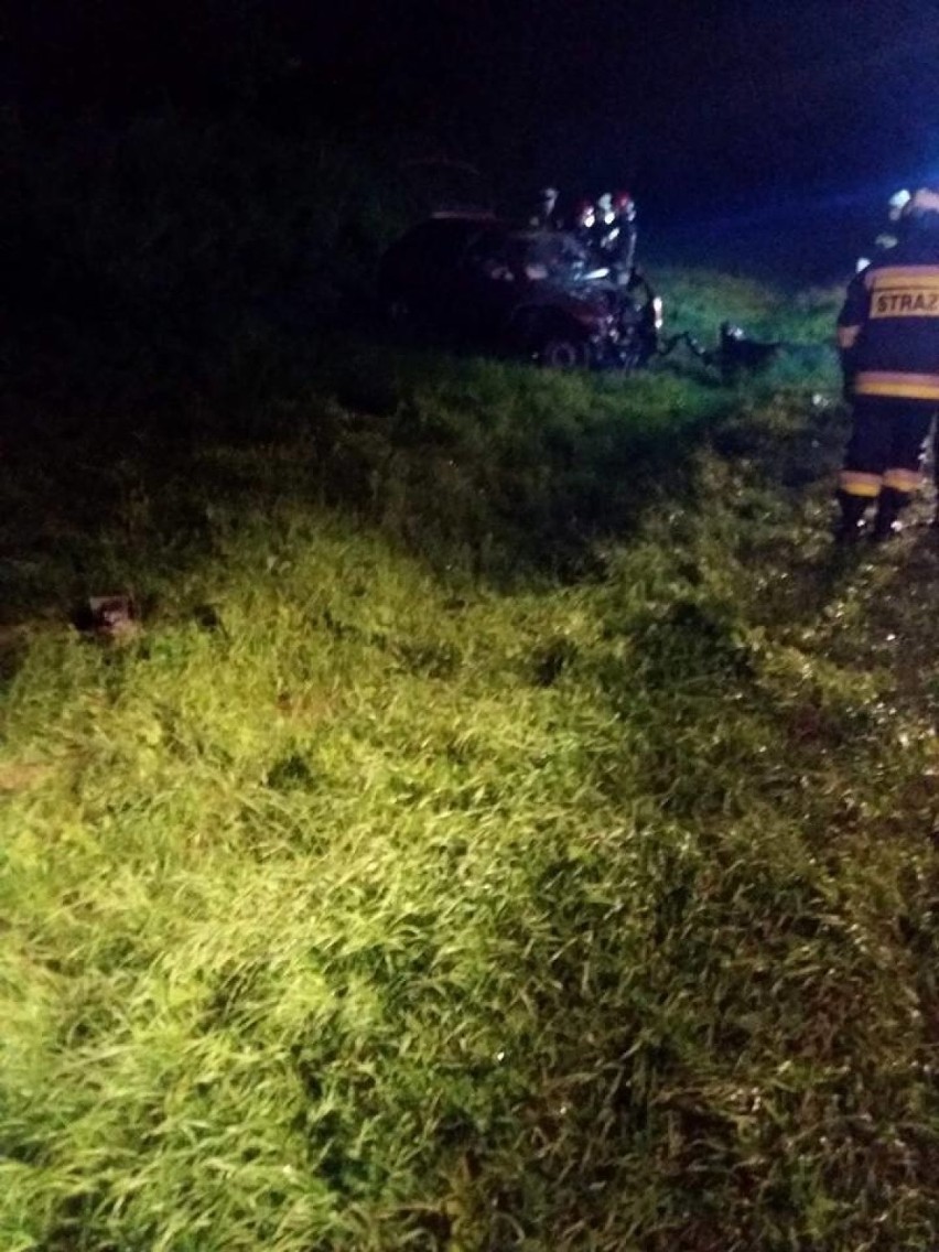 Nocny wypadek na trasie Krąpiel - Suchań. Peugeotem w drzewo 