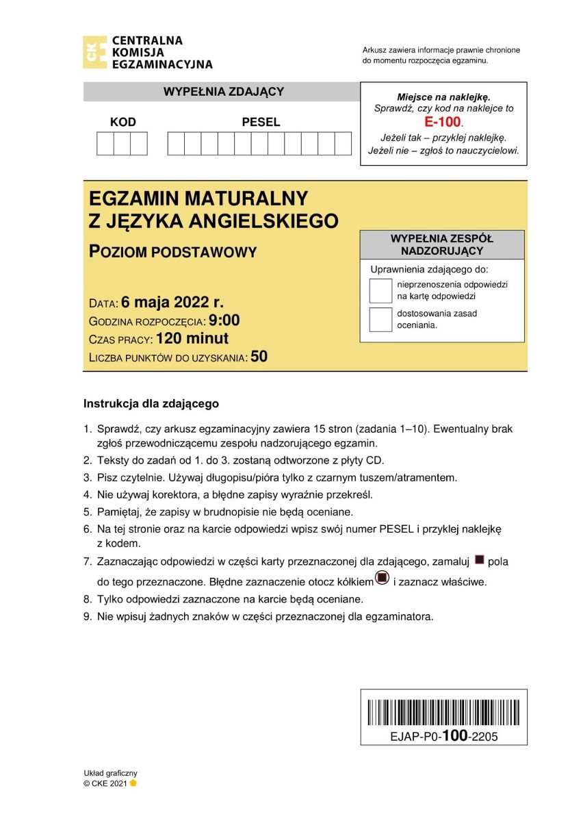 Matura 2022 język angielski - ARKUSZE CKE. Było trudno? Tu znajdziesz KLUCZ ODPOWIEDZI