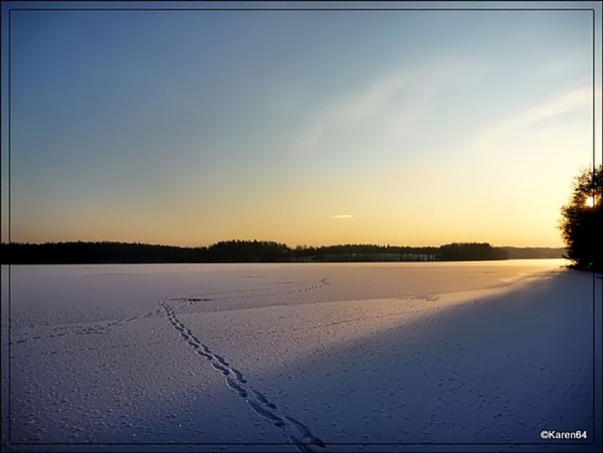 Jezioro Białe o zachodzie słońca