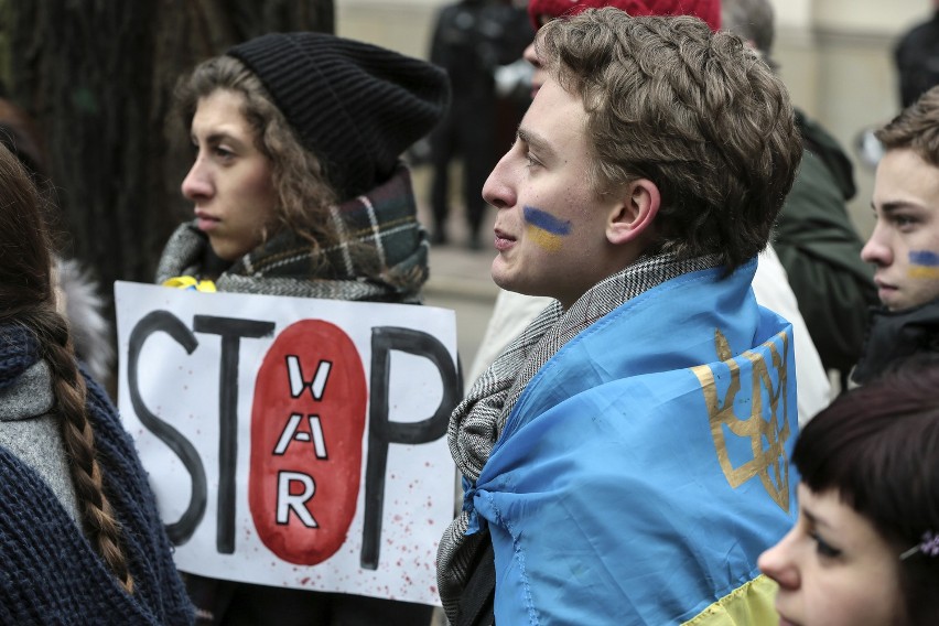 Demonstracja przeciwko interwencji Rosji na Ukrainie.