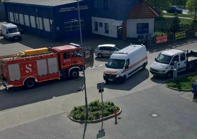 Interwencja straży pożarnej w sprawie rozszczelnienia urządzenia gazowego przy ul. Wegnera w Wągrowcu
