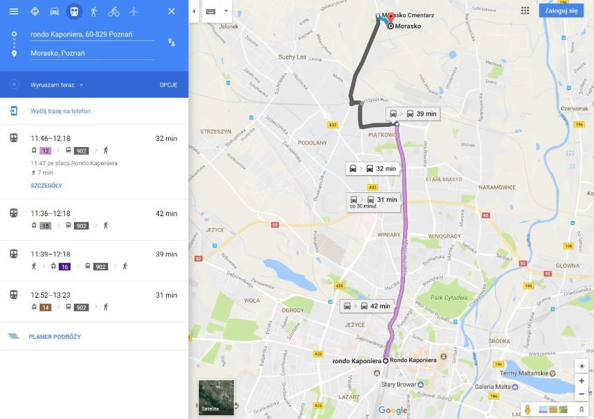 Poznańska komunikacja miejska na Google Maps. Na mapach wyznaczysz trasę i sprawdzisz rozkład jazdy