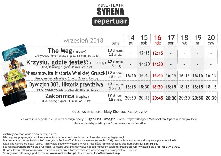 "Zakonnica" i "Dywizjon 303" w wieluńskim kinie. Repertuar Syreny 14-20 września [ZWIASTUNY]