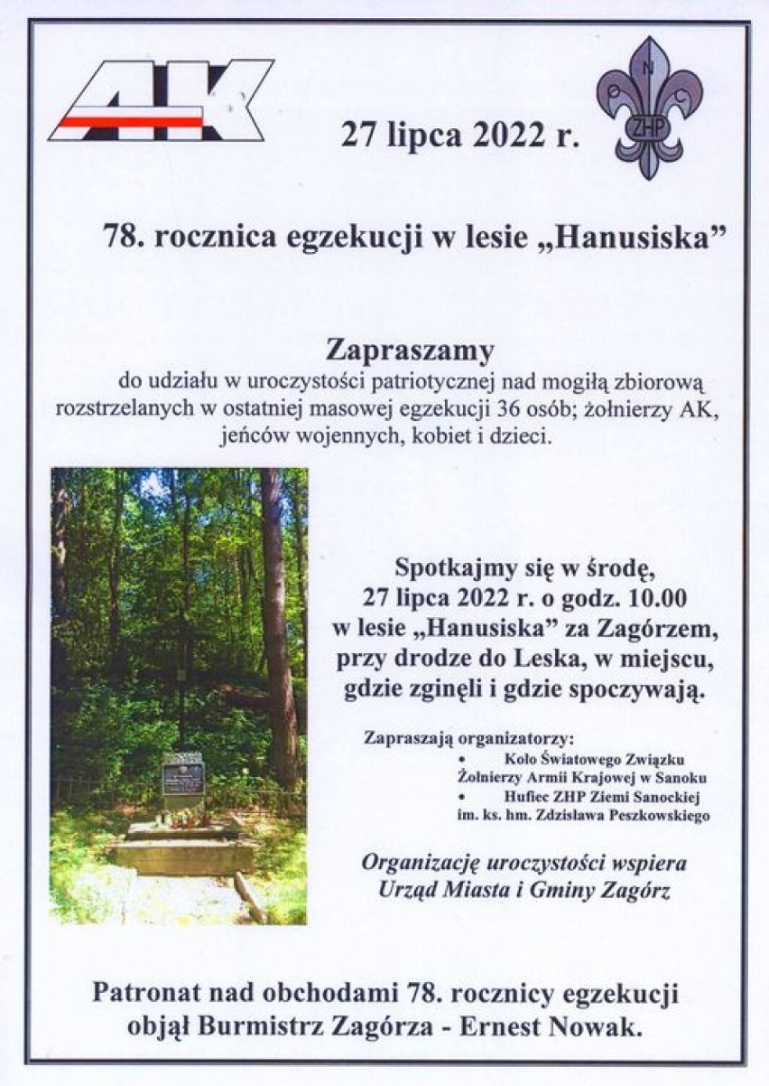 plakat obchodów w lesie Hanusiska
