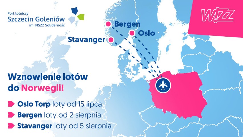 Wizzair wraca na lotnisko Szczecin - Goleniów. Polecimy do Norwegii