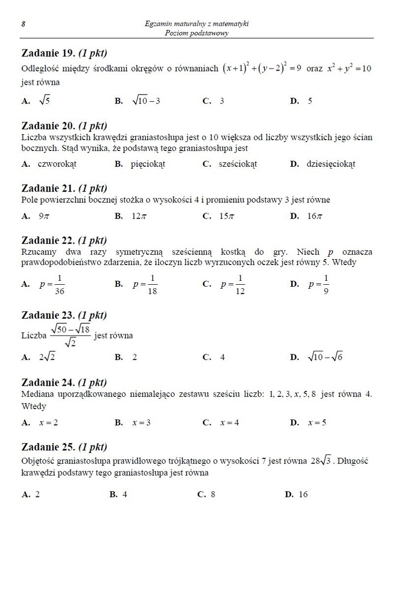 Arkusz CKE - matura z matematyki 2013