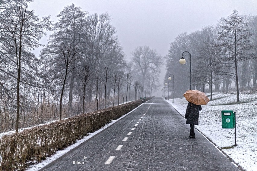 Zima na chwilę zawitała do Złotowa, chociaż w kalendarzu jeszcze jesień. Czy tegoroczna zima będzie taka jak w styczniu 2021 roku?