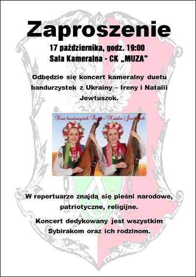 Dzisiaj, w sali kameralnej CK Muza odbędzie się koncert bandurzytek z Ukrainy