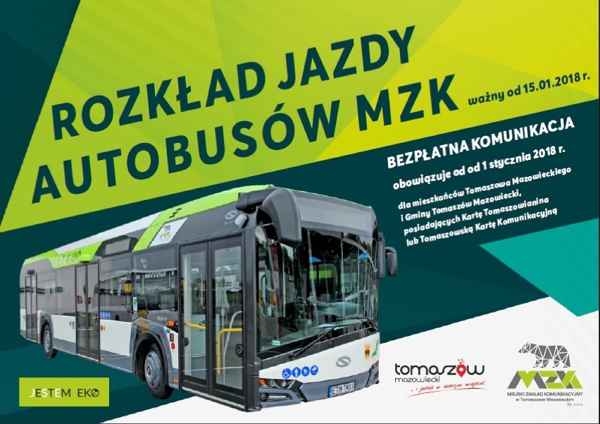 Nowy rozkład jazdy MZK w Tomaszowie  Maz. zacznie obowiązywać 15 stycznia [NOWE TRASY, GODZINY ODJAZDÓW]