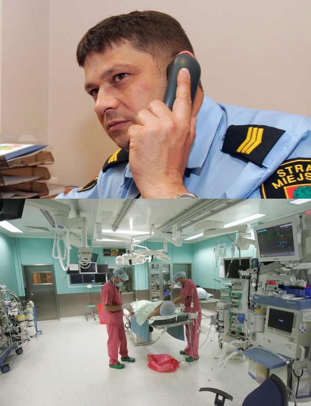 Edward Świątkowski, strażnik miejski z Wałbrzycha poniżej sala operacyjna w Śląskim Centrum Chorób Serca w Zabrzu