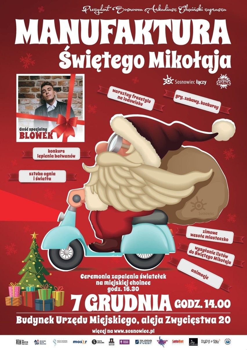 YouTuber Blowek będzie gościem mikołajkowej imprezy w centrum Sosnowca. Kiedy otwarcie Manufaktury Świętego Mikołaja?