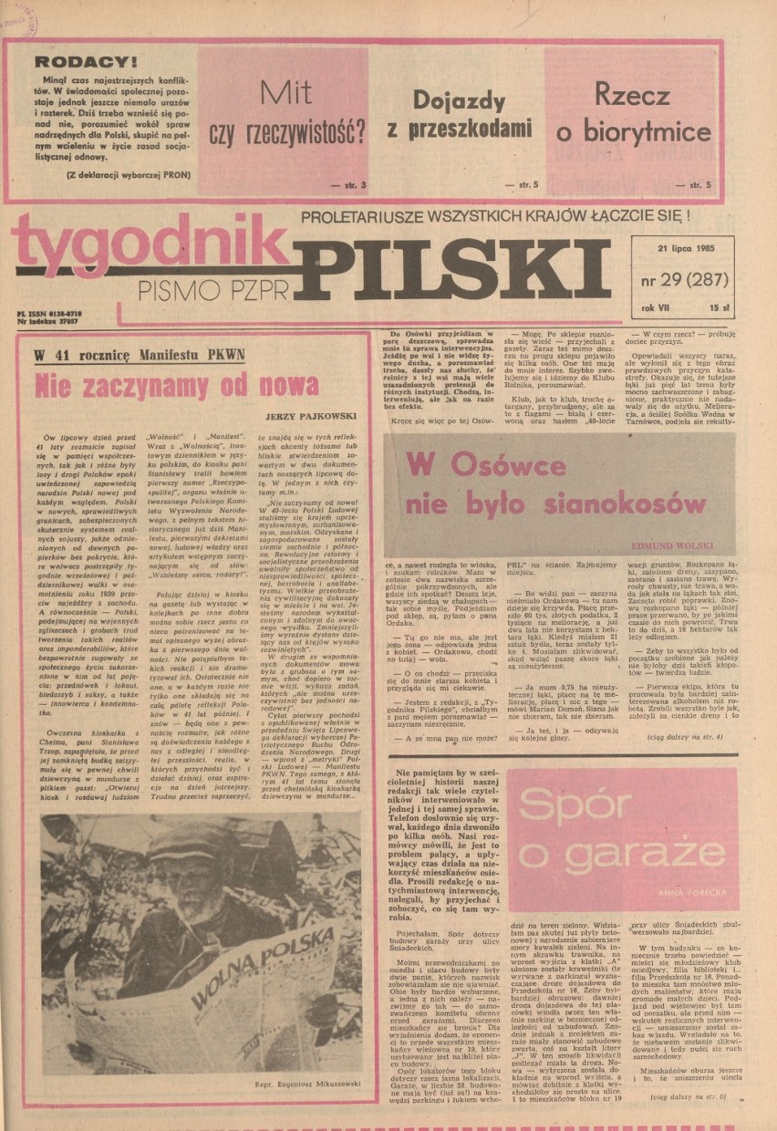 Tour de Pologne, wybory i kolorowe telewizory. "Tygodnik Pilski" w 1985 i 1986 roku