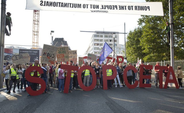 Protest przeciwko CETA odbył się m.in w Brukseli