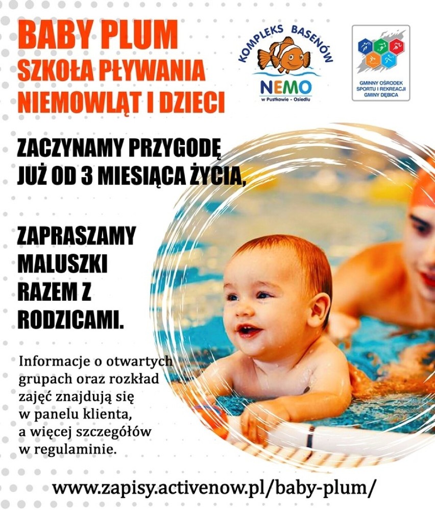 BABY PLUM. Szkoła Pływania Niemowląt i Dziecina na basenach w Pustkowie - Osiedlu 