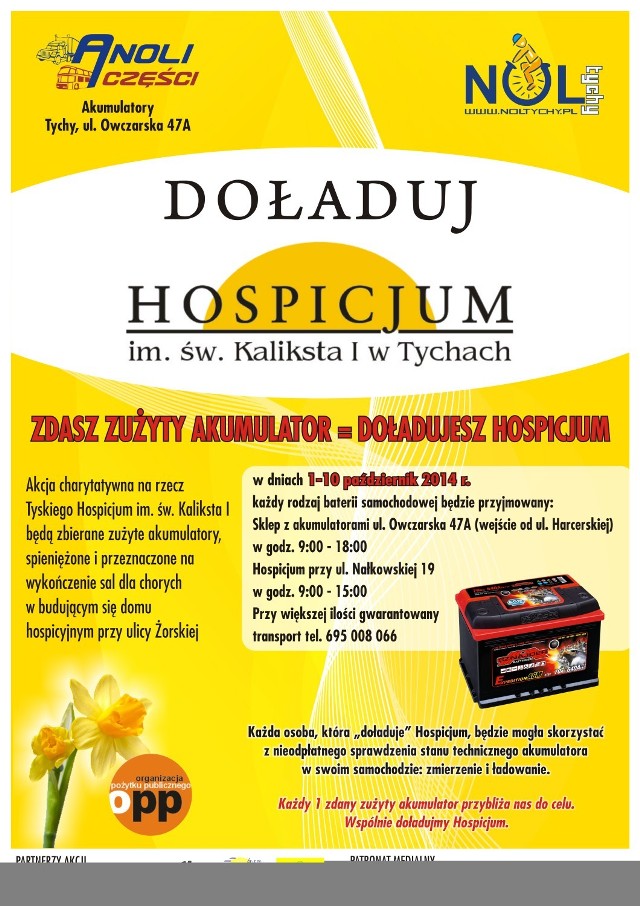 Hospicjum św. Kaliksta w Tychach. Plakat akcji "Doładuj hospicjum"