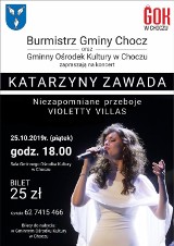 Burmistrz i Gminny Ośrodek Kultury zapraszają na koncert Katarzyny Zawady. 25 października artystka przypomni przeboje Violetty Villas