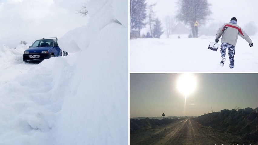 Zima w Wągrowcu i powiecie wągrowieckim. Cała okolica pod śniegiem. Drogi przypominały wydrążone tunele