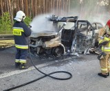 Pożar lawety na A2 w Lubuskiem. W akcji gaśniczej brało udział kilka zastępów strażaków
