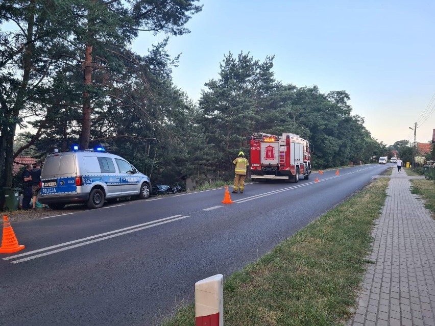 W Lubogoszczy samochód zjechał z drogi, staranował...