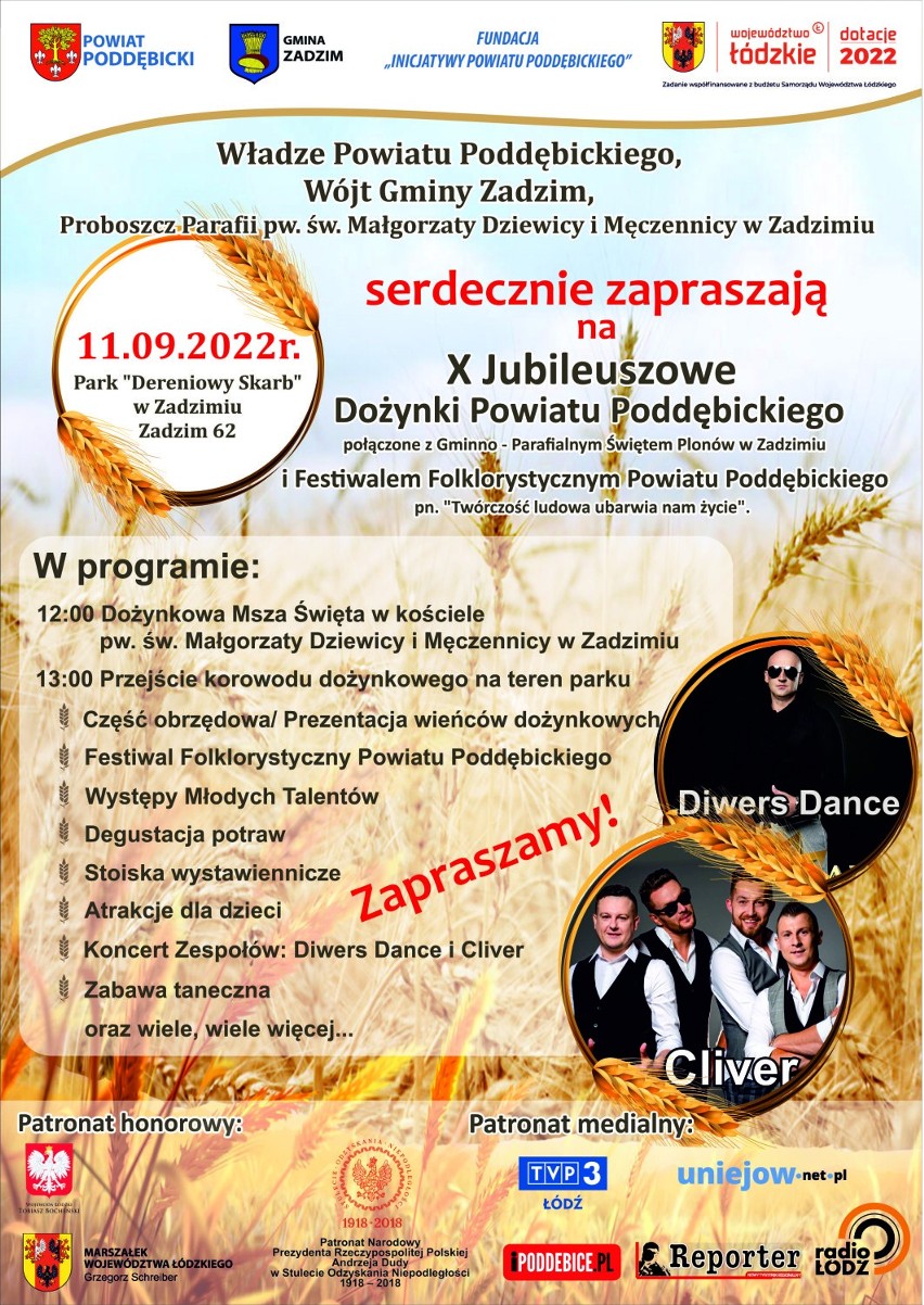 Dożynki Powiatu Poddębickiego 2022 w niedzielę 11 września w Zadzimiu. Jaki program imprezy? Zobacz jak przebiegało poprzednie święto FOTO