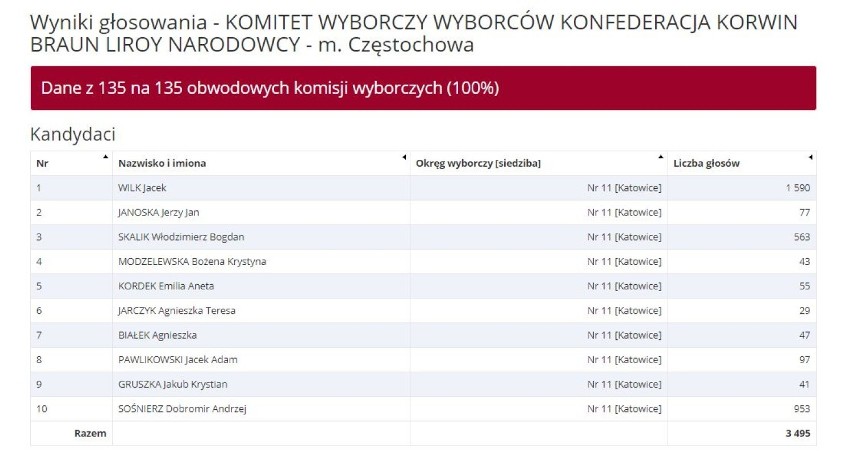 Eurowybory: Który kandydat zdobył najwięcej głosów w Częstochowie?