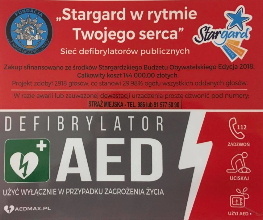 Defibrylatorami w Stargardzie od 22 stycznia 2021 roku zajmuje się straż miejska i urzędnicy z magistratu