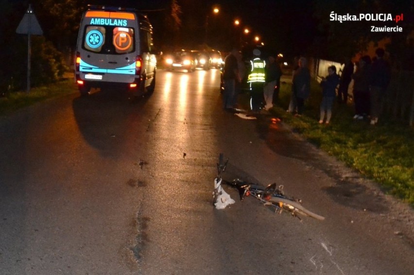 Potrącenie rowerzysty we Włodowicach. 68-latek trafił do szpitala FOTO
