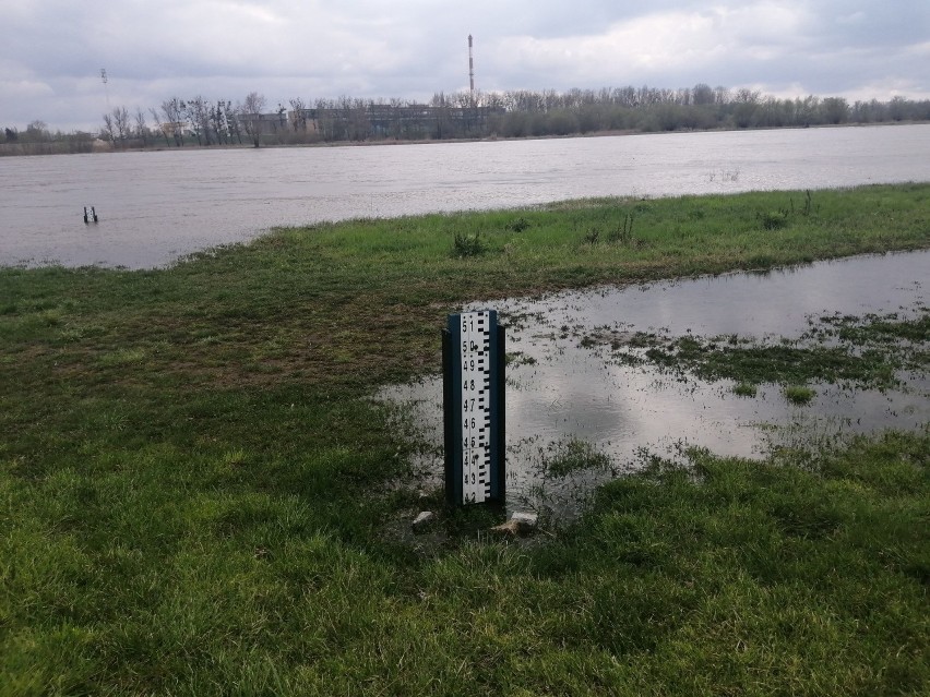 Wysoki poziom wody Wisły w Sandomierzu. Woda zalała dolny deptak z ławeczkami. Zobaczcie zdjęcia