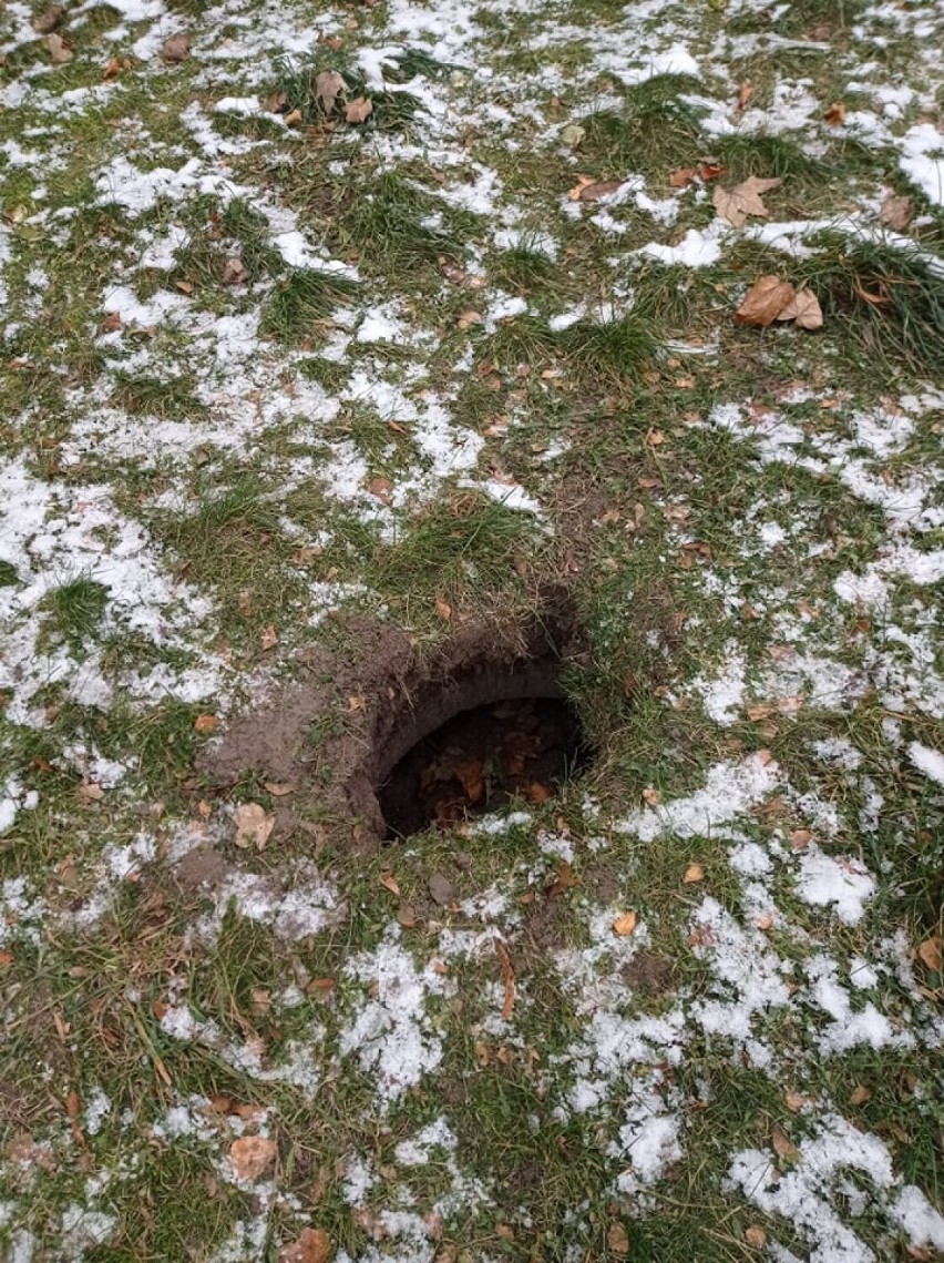 Dziura przy ulicy Polnej w Szczecinku. Pułapka na przechodniów [zdjęcia]