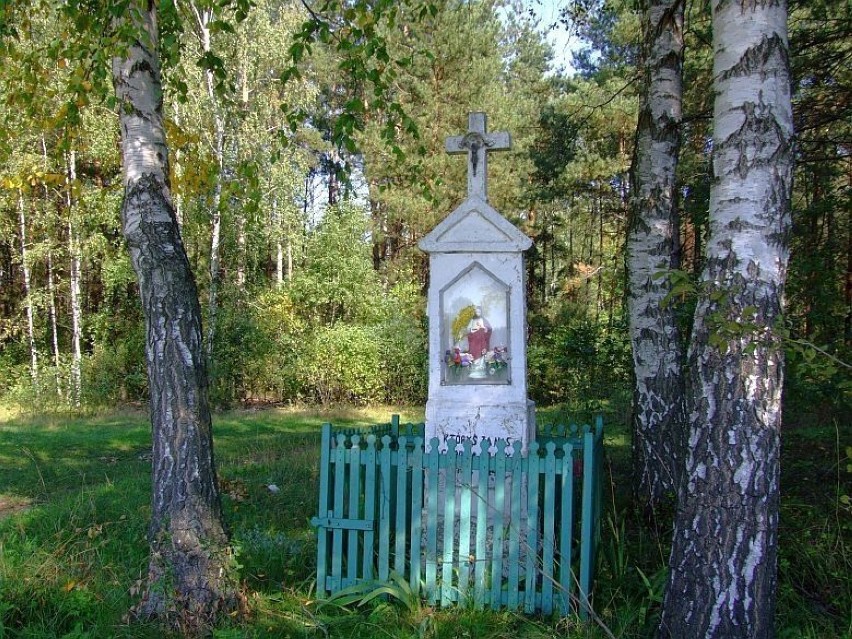 Ta kapliczka stoi w lesie przy drodze między Przesmykami a...