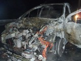 Wypadek na A2. Pożar samochodu w Sobótce [ZDJĘCIA]