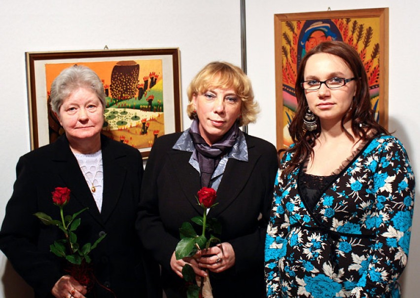 Od lewej: Helena Lesińska (żona malarza), Bożena Olszewska,...