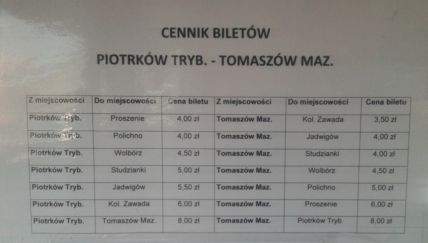 Podrożały bilety na trasie Tomaszów Mazowiecki - Piotrków Tryb. Zmiany w rozkładzie jazdy [cennik, rozkład] 