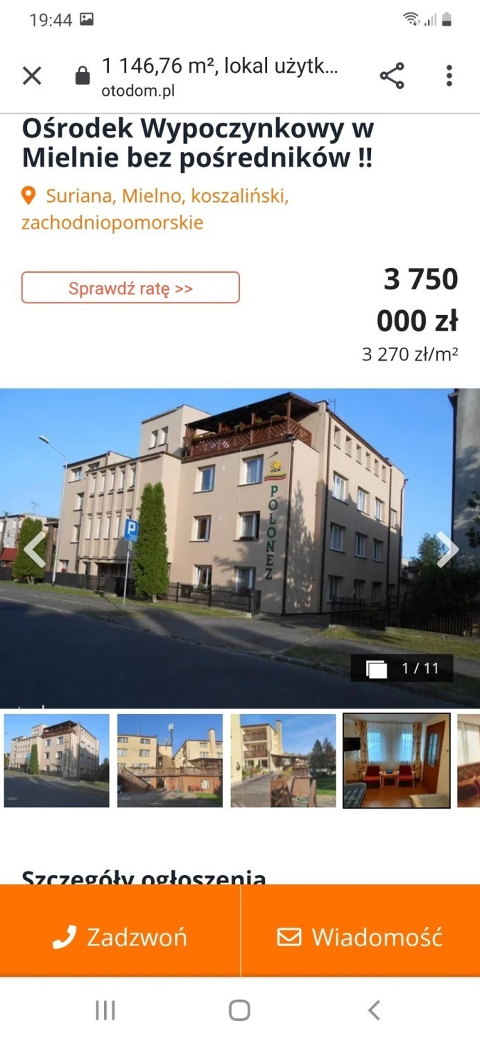 Ośrodek wypoczynkowy w Mielnie
pow.  1146, 76 mkw
cena 3750...