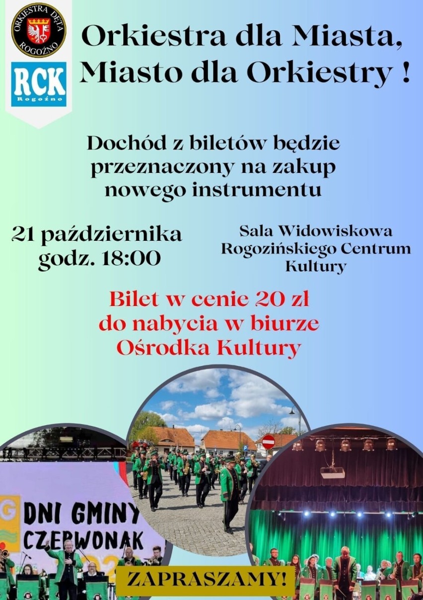 Wielki Jesienny Koncert Orkiestry Dętej w Rogoźnie już w sobotę. Muzycy zbierają pieniądze na nowy instrument