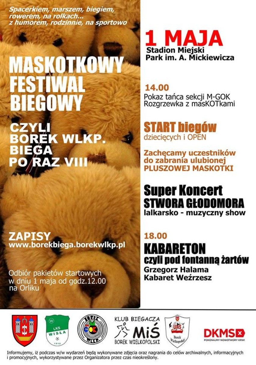 Halama, maskotkowy festiwal biegowy i koncert stwora głodomora - atrakcje w Borku Wlkp.