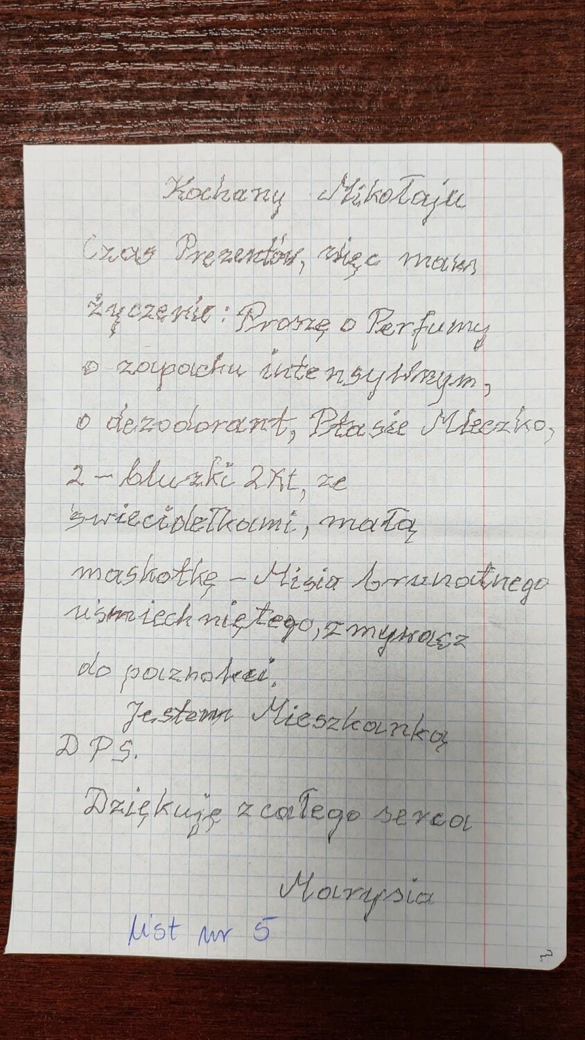 Oto listy mieszkańców DPS Tonowo do św. Mikołaja.
