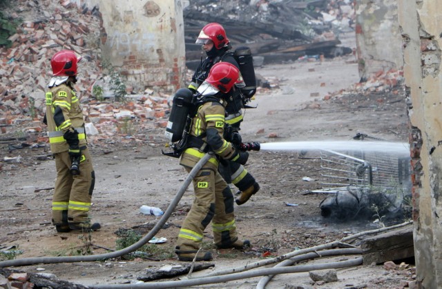 Pożar przy ul. Rybackiej w Grudziądzu. Gasiły go dwa zastępy strażaków.