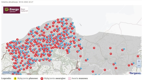 Setki awaryjnych wyłączeń prądu na Pomorzu