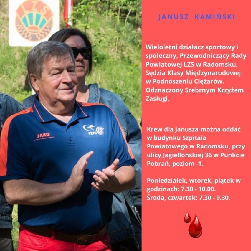 Oddaj krew dla Janusza Kamińskiego z Radomska