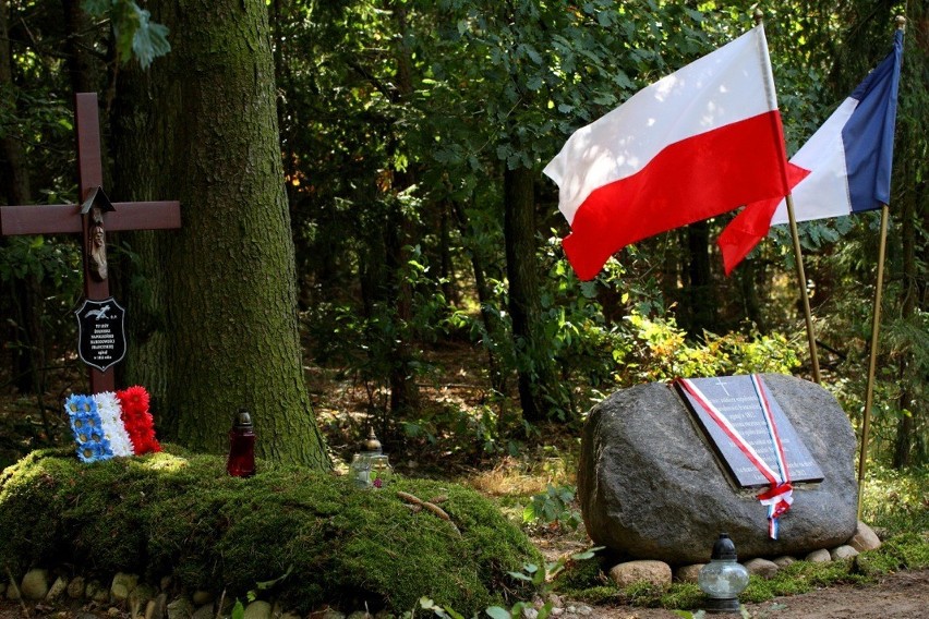 Tablica pamiątkowa w Lasach Królewskich. Prapremiera filmu o francuskim żołnierzu