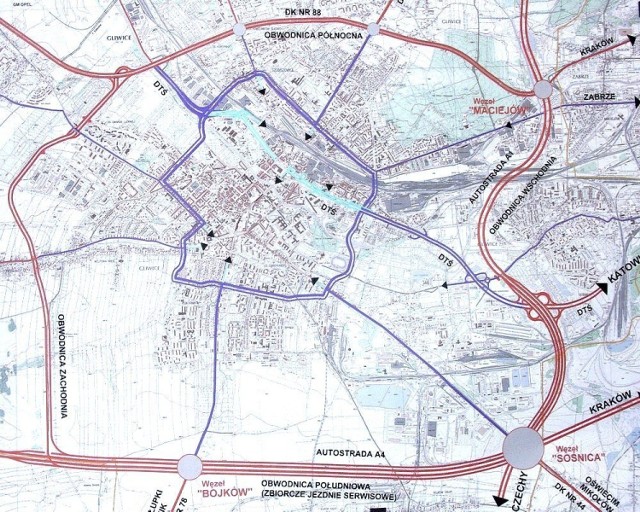 Mapa przedstawiona 4 lipca 2007 przez DTŚ S.A.