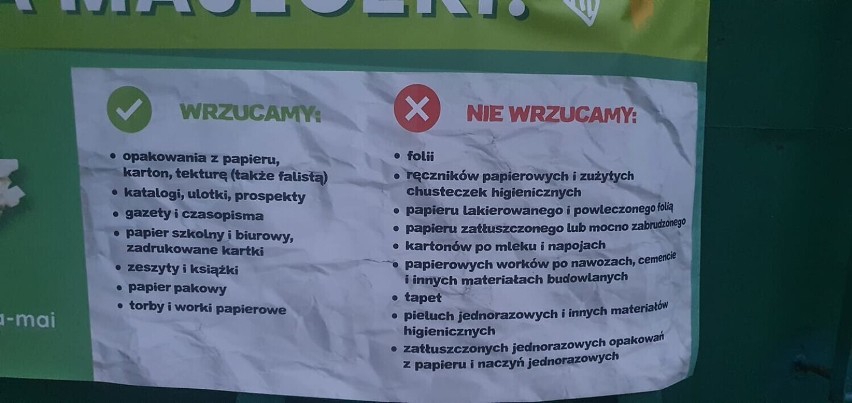 Kontener na makulaturę dla Majeczki. Smutna wiadomość, ktoś...